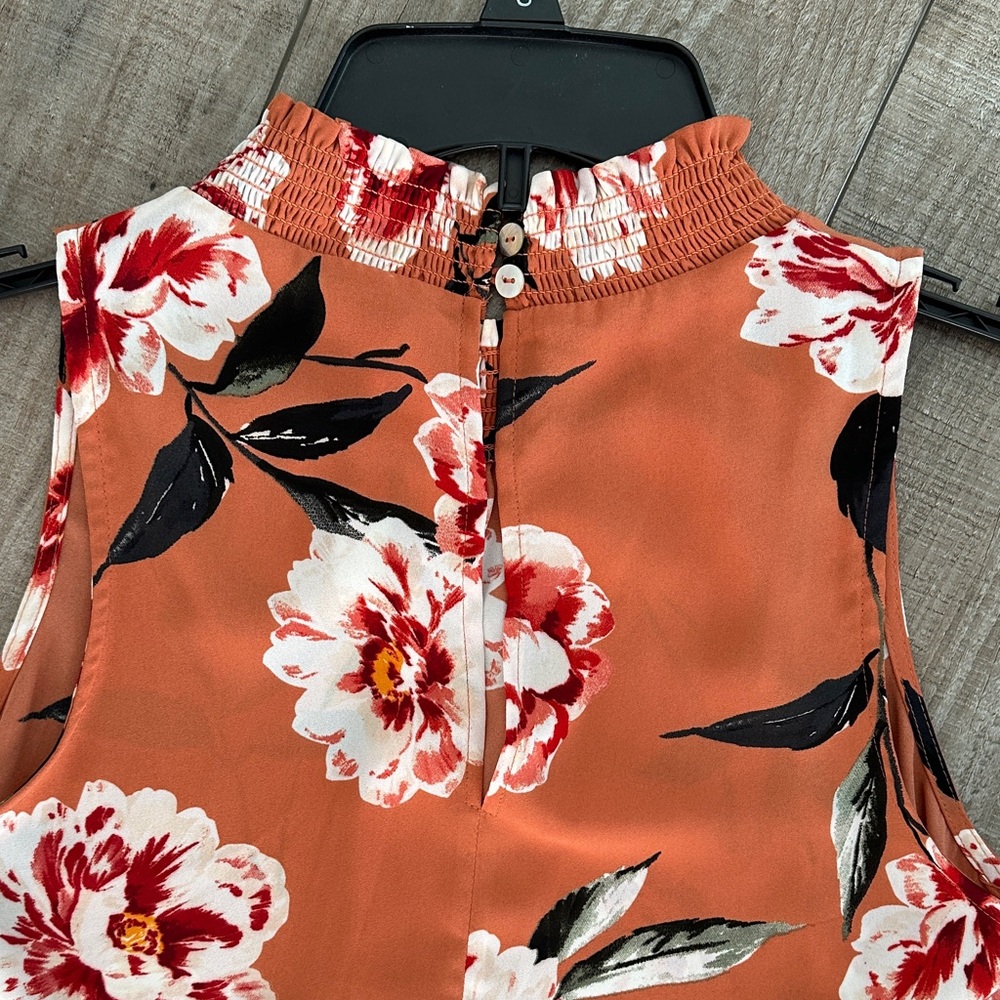Daniel Rainn Floral Halter Top - Orange and Red - Picture 4 of 4